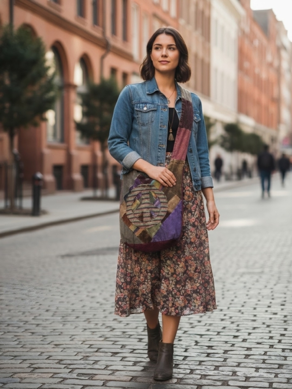 Handcrafted Patchwork Peace Sign Bag